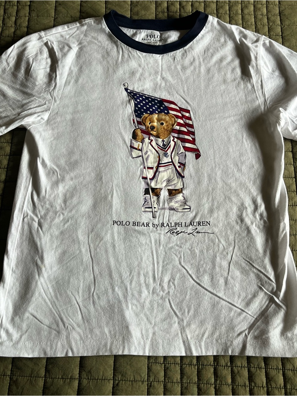 Polo Ralph Lauren Polo Bear Ringer T Shirt Size 14Y Teen Patriotic Prep America